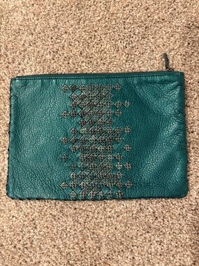 Bottega Veneta green alligator leather clutch bag